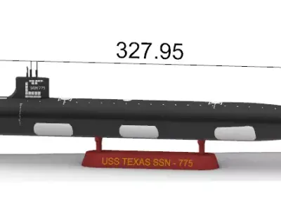 USS TEXAS SSN - 775 SUBMARINE 1-350 High Quality 3D print model