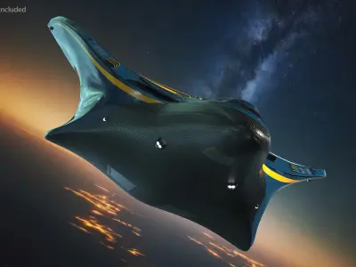 Shuttle Spacecraft Concept Dark Color 3D model