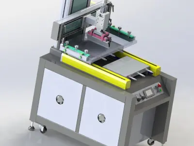 Double platform screen printing machine 3D model