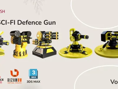 10 Unique Sci-Fi Air Defense Gun 3D model