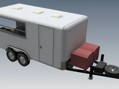 14 ft x 8 ft food trailer donuts trailer 3D model