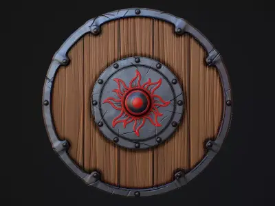 Viking shield Stylized game ready 3d model Low-poly 3D model