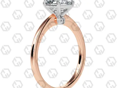 Ring 151 Asscher shape with hidden signature diamond both side 3D print model