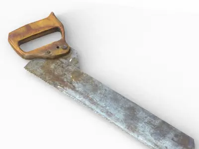 Handsaw Low Poly knife with wooden handle Low-poly 3D model