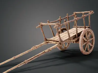 Medieval cart Low-poly 3D model purchase