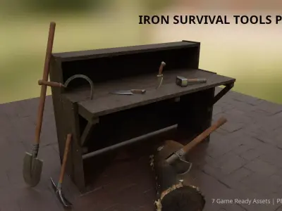 Iron Survival Tools Pack - 7 Game Ready PBR Assets Prop