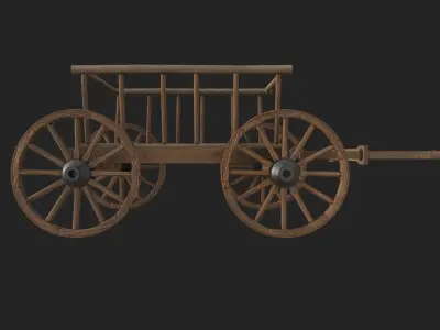 Medieval Wooden Horse Cart Variation 1 - Low Poly And Game Ready Low-poly 3D model