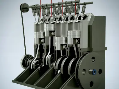 L4 16V Engine Section 3D model