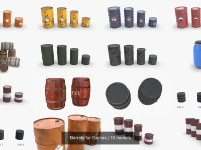 Barrels for Games 3D Model Pack