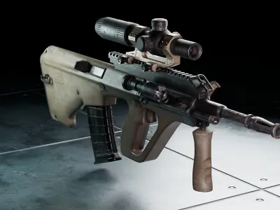 AUG Rifle Low-Poly Model Low-poly 3D model