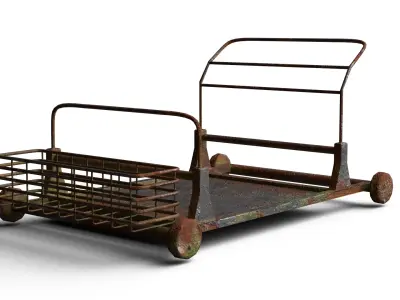 Rusted Industrial Trolly 1 Low-poly 3D model