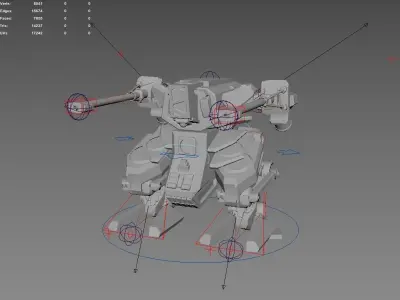 Battle Mech Rigged PBR Game Ready Free low-poly 3D model
