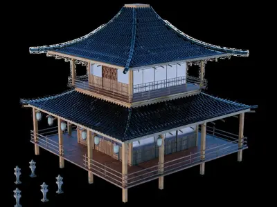 Japanese temple 3D model purchase
