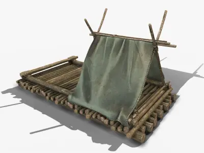 Wooden Raft 1 Low-poly 3D model
