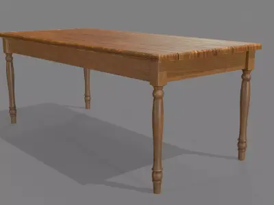 Wooden table Low-poly 3D model 2
