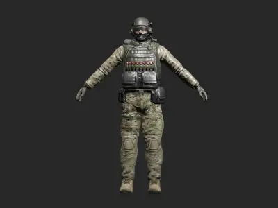 Lowpoly Army Soilder Low-poly 3D model