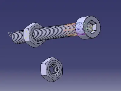 M5 x 40mm Full Thread Cap Head Bolt 3D print model