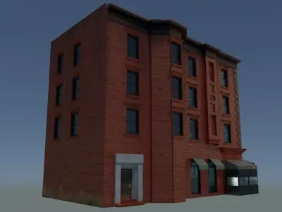 NYC corner building with restaurant Free 3D model
