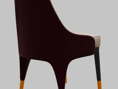 Chair dining with fabric and wooden legs Low-poly 3D model