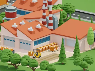 Construction Low Poly Assets City Low-poly 3D model
