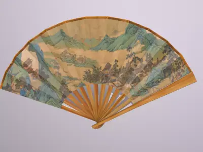 Folding fan Low-poly 3D model shop