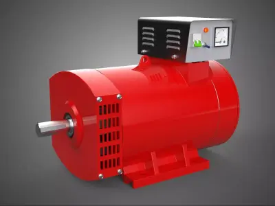 RED INDUSTRIAL AC GENERATOR ALTERNATOR DYNAMO MOTOR CONTROL BOX 3D model