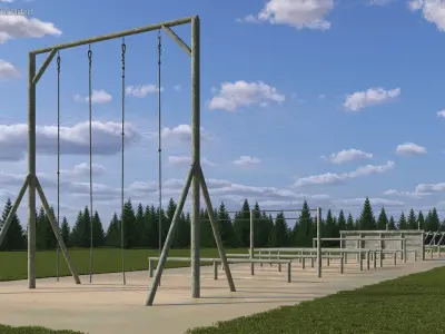Military Training Obstacles Course Worn 3D model