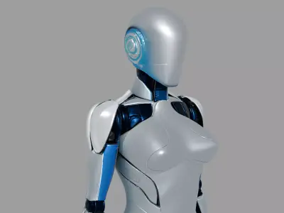 Futuristic Silver Blue Female Android 3D model