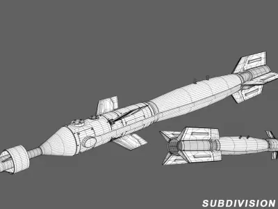 Military Missle Low-poly 3D model
