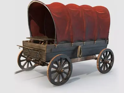 Wooden Covered Cart 3D Model 3D model