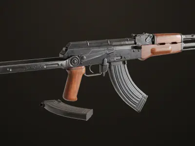 4 Assault Rifle All PBR Unity UE Textures Included 3D Model Pack