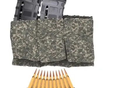 magazine pouch and bullet clip 3D model