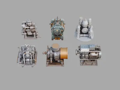 Industrial Machines Pack Low-poly 3D model