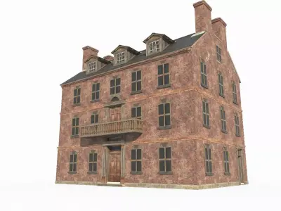 18th century architecture urban buildings shops 3D model