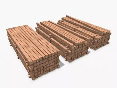 Wooden Beams Low-poly 3D model