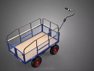 MOTORIZED ALL TERRAIN BED RAILS UTILITY CART OUTDOOR WHEELBARROW 3D model
