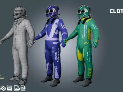 formula 1 f1 - clothyfic outfit Low-poly 3D model