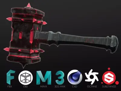 Fantasy Hammer Free low-poly 3D model