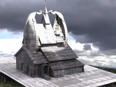 Viking Hall exterior ship design  3D model
