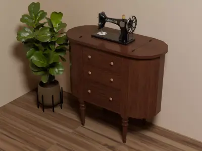 Antique Martha Washington Sewing Table Low-poly 3D model