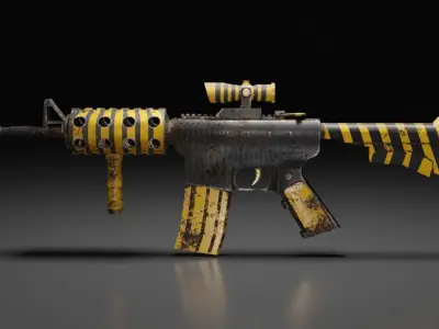 riflem4 gun with stripes Free low-poly 3D model