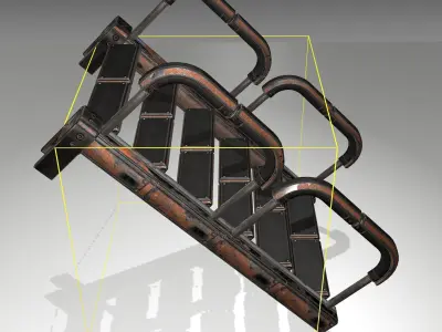Futuristic Stairs - 26 - Rusty Textures Low-poly 3D model