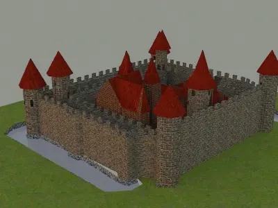 Black Stone Fort Free low-poly 3D model