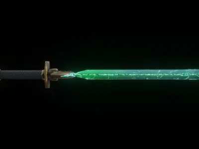Stylized Crystal Sword Low-poly 3D model