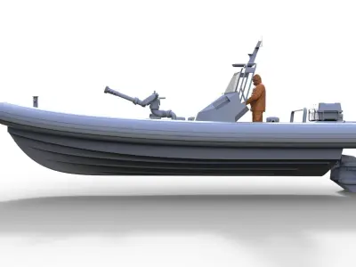 Lifeboat with driver and fire cannon 3D print model