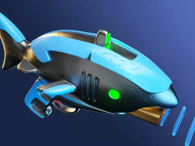 Original cartoon-style pulse gun for games 3D model