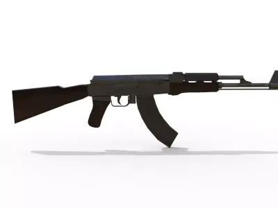 Ak47 low poly 3d midel mwith texture Low-poly 3D model