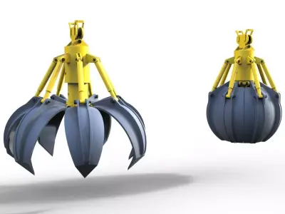 Hydraulic grapple Functioning 3D print model