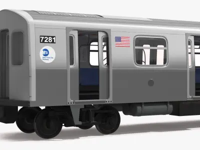  R160 Middle Subway Car with Sliding Side Doors Silver Rigged 