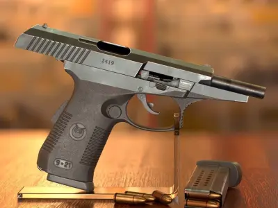 SR-1 Vector Gyurza Pistol Game-Ready PBR Low-Poly Low-poly 3D model